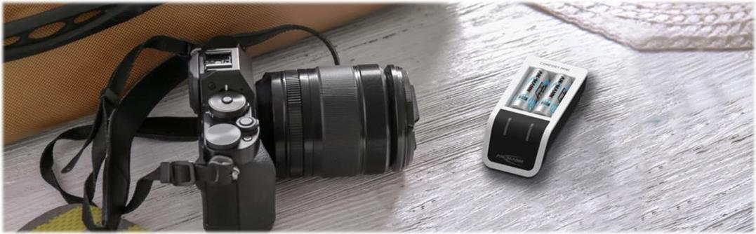 Ansmann Comfort Mini USB-Batterieladegerät inkl. 2 AA Akkus 2100 mAh Schwarz, Weiß
