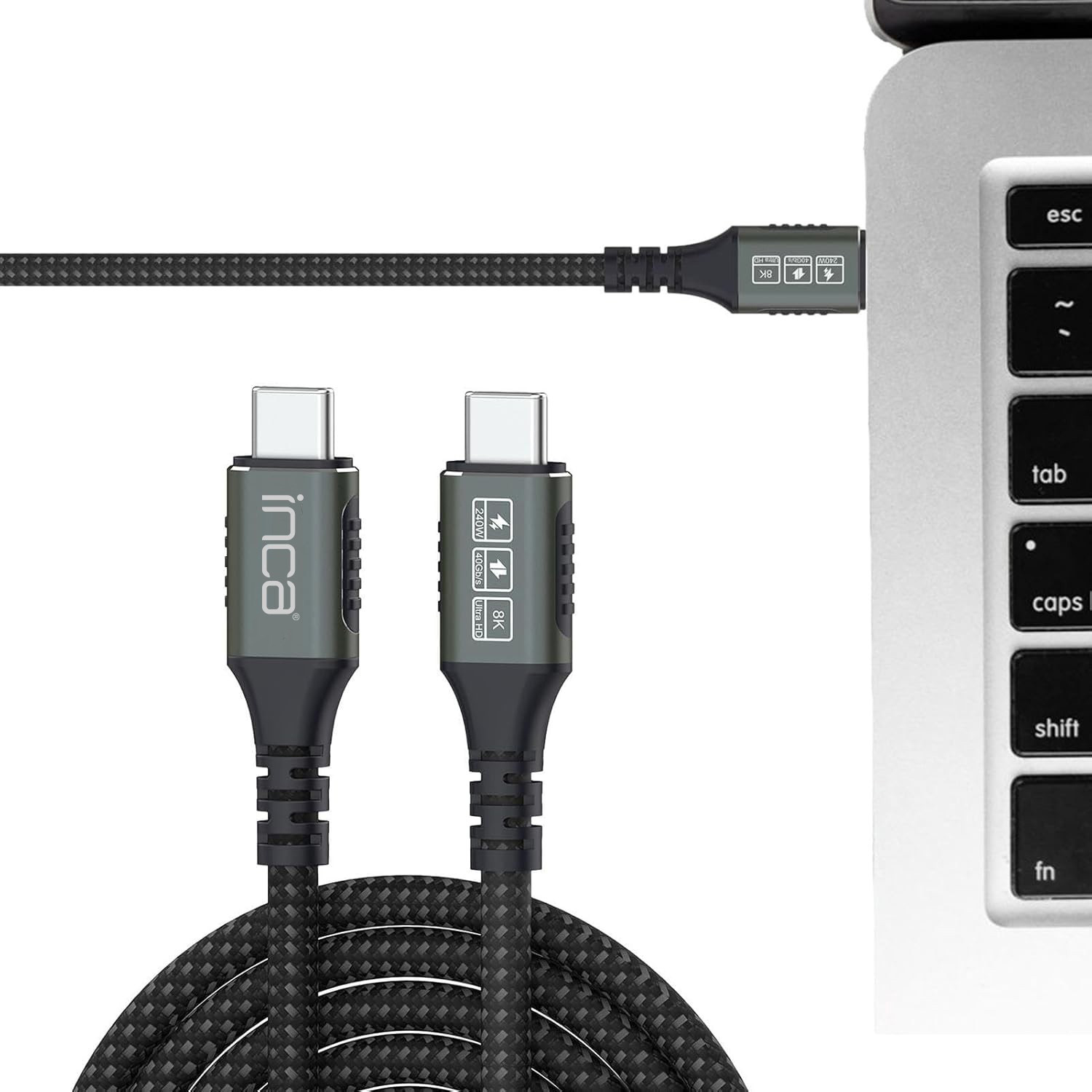 INCA ITCT-40 USB-C Kabel USB4 40 Gbit/s 240 W 8K 0,8 m Schwarz