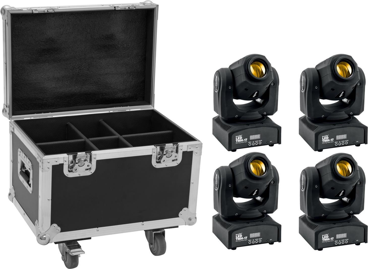 EUROLITE Set 4x LED TMH-17 Spot + Case mit Rollen (20001012)