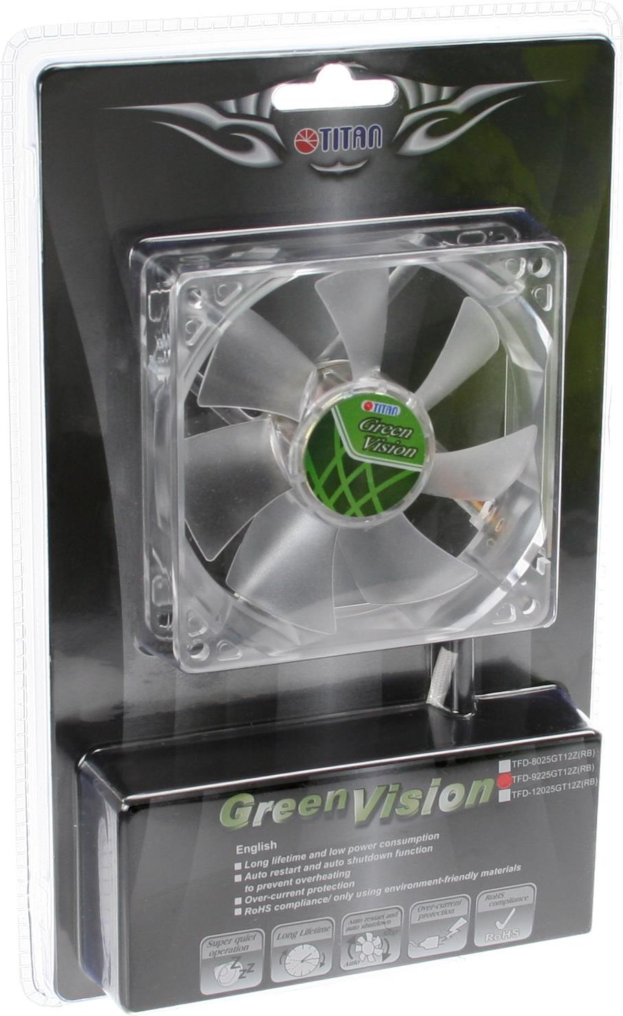 TITAN Green Vision TFD-9225GT12Z 92 mm Gehäuselüfter Transparent