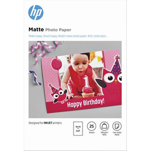 HP - Matt - 8,8 mil - 100 x 150 mm - 180 g/m² - 25 Blatt Fotopapier - für Sma...