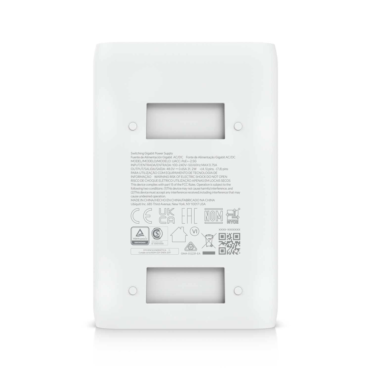 Ubiquiti UniFi UACC-PoE+-2.5G 2.5 Gbit/s PoE+ Power Injector Weiß