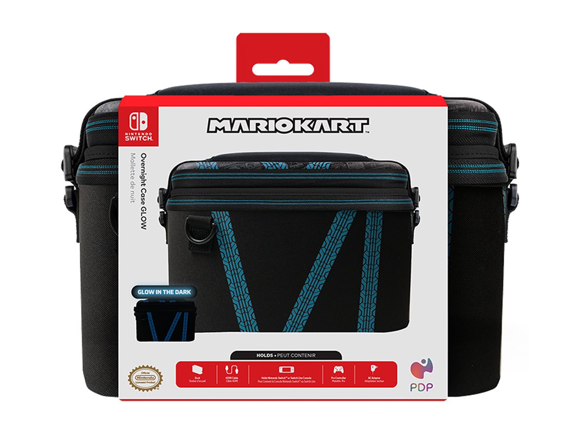 PDP Overnight Hartschalenkoffer Nintendo Switch Mario Kart Drift GlowInTheDark Schwarz, Blau