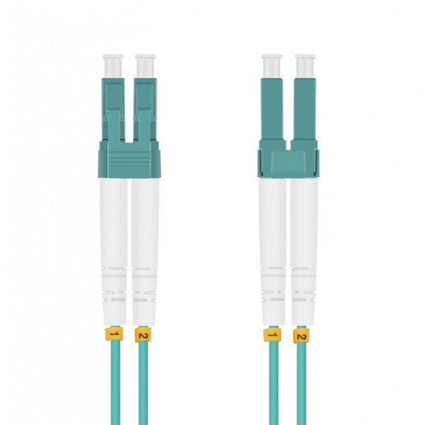 Helos 132988 Glasfaser-Patchkabel OM3 LC/LC 15 m Aquamarin