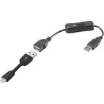 Renkforce USB-Kabel USB 2.0 USB-A Stecker, Apple Lightning Stecker 30.00 cm Schwarz inkl. Ein/Aus-Schalter, vergoldete Steckkontakte (RF-3346622)
