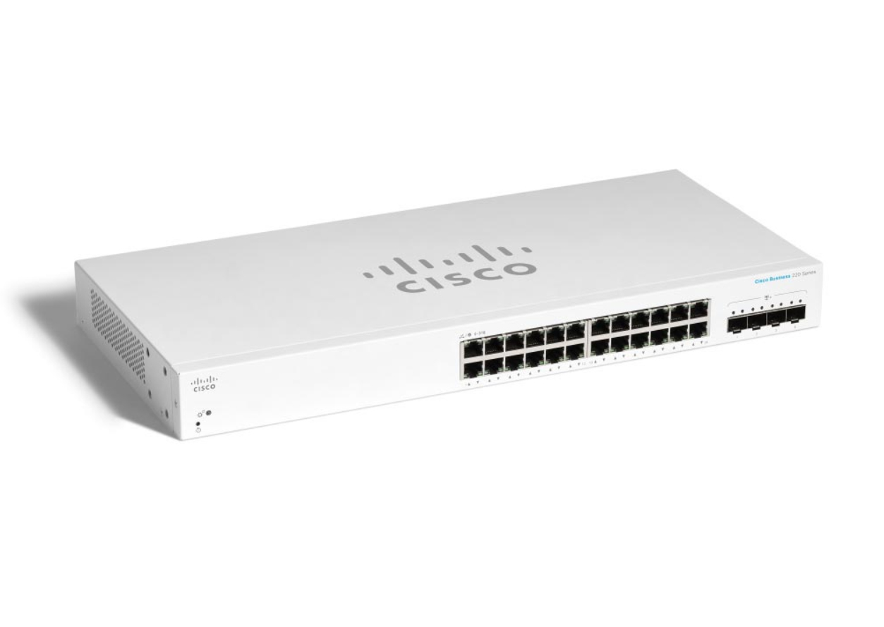 Cisco Business 220 Series CBS220-24T-4X Smart Managed Switch 24-Port Gigabit + 4x 10G SFP+ Weiß