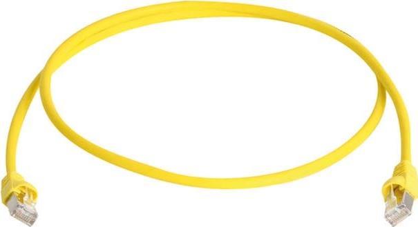 Telegärtner 100008173 RJ45 Netzwerkkabel, Patchkabel CAT 5e F/UTP 0.5 m Gelb Flammwidrig, mit Knickschutztülle 1 St.