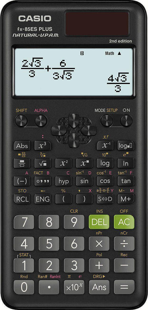 CASIO Taschenrechner FX 85 ES Plus 2E, schwarz, Schule, zehnstellig (FX-85ESPLUS-2-SETD)