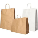 PAPSTAR Papier-Tragetasche, 400 x 320 x 120 mm, braun aus Kraftpapier, 80 g/qm, Tragkraft: 8 kg, mit Tragekordel - 1 Stück (88412)