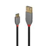 Lindy 0.15m USB 2.0 Typ C an A Adapterkabel, Anthra Line USB Typ C Stecker an A Kupplung (36897)