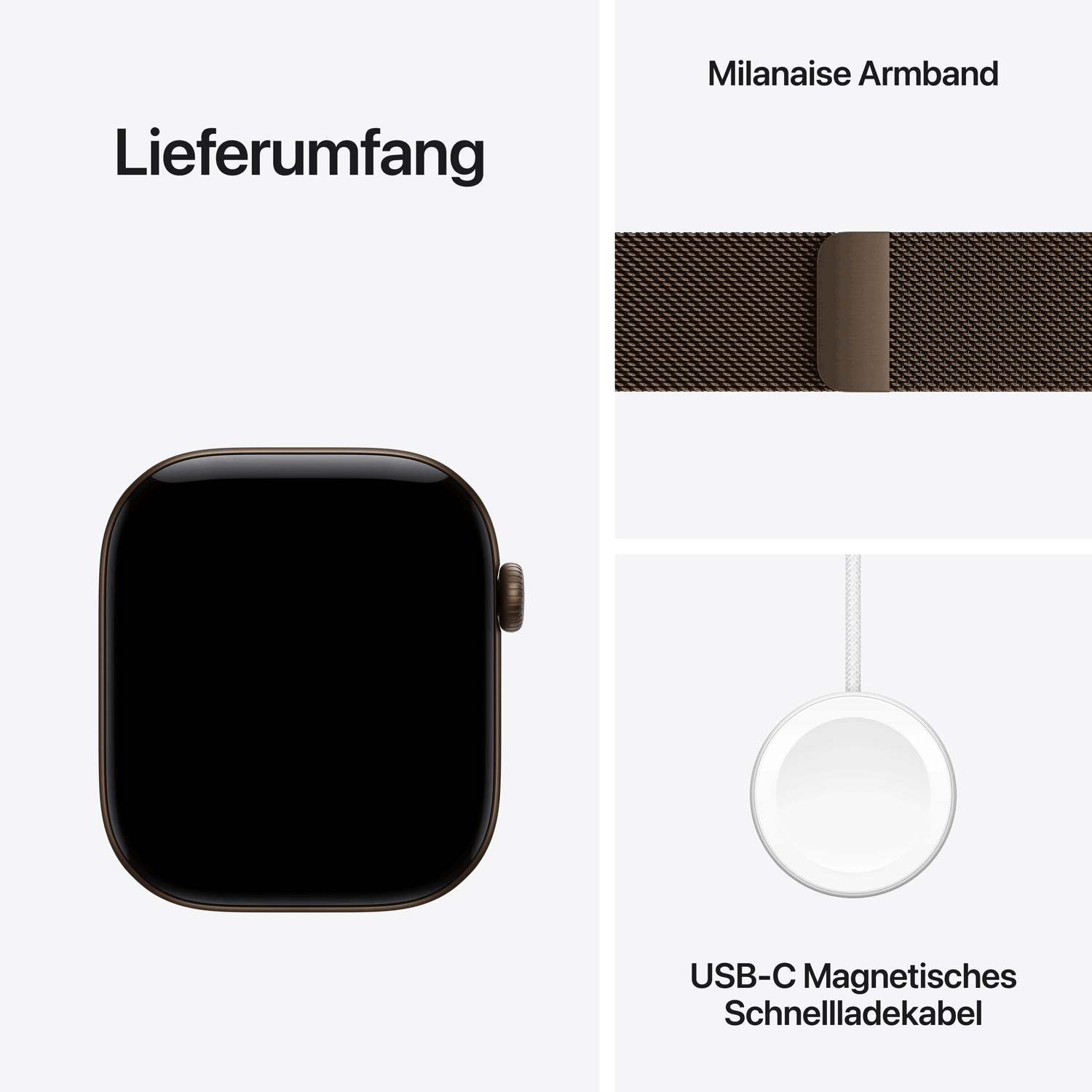 Apple Watch Series 12 GPS + Cellular 46mm Aluminium Gehäuse Dark Bronze Milanaise-Armband M/L