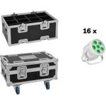 EUROLITE Set 16x LED Silent Par 6 QCL Floor ws + Case (20001003)