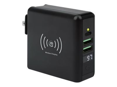 Manhattan 4-in-1 Reiseladegerät und Powerbank 8000 mAh Schwarz
