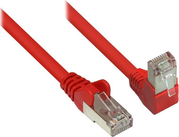 Patchkabel, Cat. 6, S/FTP, PiMF, 250MHz, einseitig 90&#176 nach unten gewinkelt, rot, 0,5m, Good Connections (806W-005R)