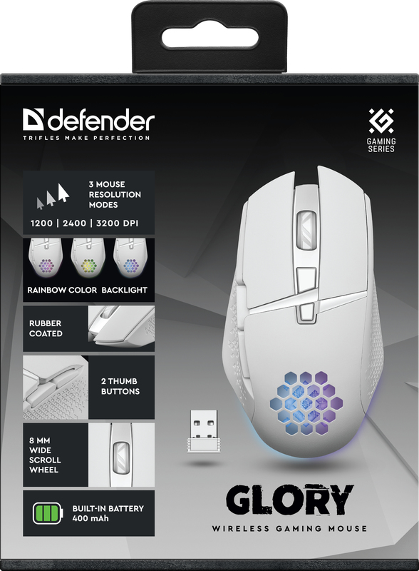 Defender Glory GM-514 Kabellose Gaming-Maus RF Wireless Optisch 3200 DPI Rechts Weiß