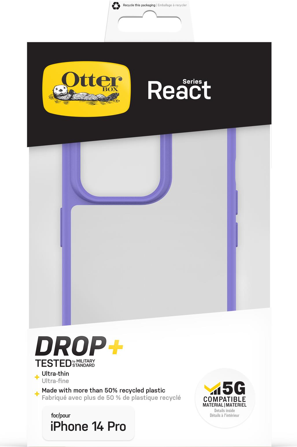 OTTER PRODUCTS Otterbox React Backcover iPhone 14 Pro Transparent, Lila