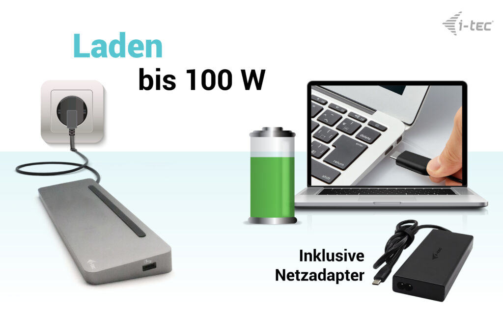 i-tec C31FLAT2PDPRO100W Dockingstation 11-in-1 USB-C Thunderbolt 4 Silber