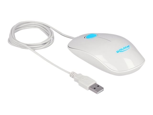 Delock 12537 Beidhändige Maus USB Typ-A 1200 DPI Glossy White