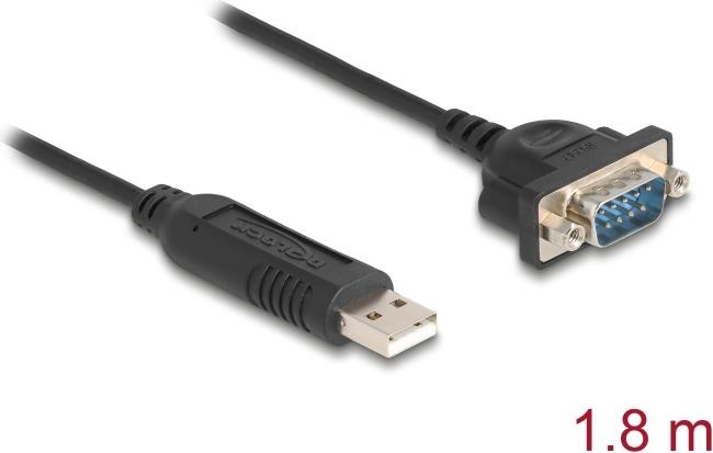 Delock USB RS-232 Adapter 2.0 zu D-Sub 9 Stecker mit Muttern kompaktem seriellen (67321)