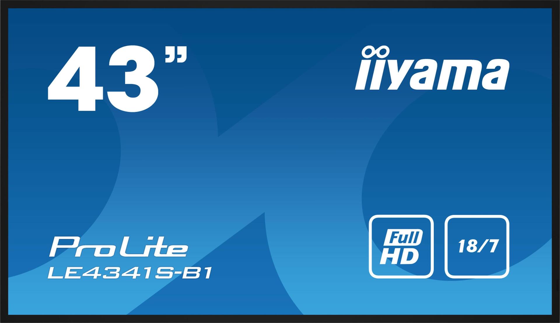 iiyama LE4341S-B1 Signage-Display Digital Beschilderung Flachbildschirm 108 cm (42.5" ) LCD 350 cd/m² Full HD Schwarz 18/7 [Energieklasse G] (LE4341S-B1)