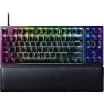 Razer Huntsman V2 Tenkeyless. Tastatur Formfaktor: Tenkeyless (80 - 87 %). Tastatur-Stil: Gerade. Geräteschnittstelle: USB, Tastaturaufbau: QWERTY. Typ der Hintergrundbeleuchtung: RGB-LED, Handgelenkauflage. Empfohlene Nutzung: Gaming. Produktfarbe: Schwarz (RZ03-03940100-R3M1)