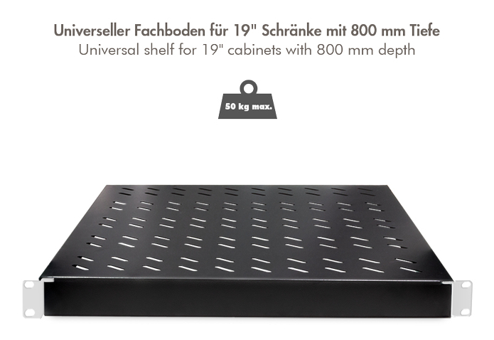 LogiLink SF0800B 19" Fachboden 1 HE verstellbar 570 mm Tiefe Schwarz