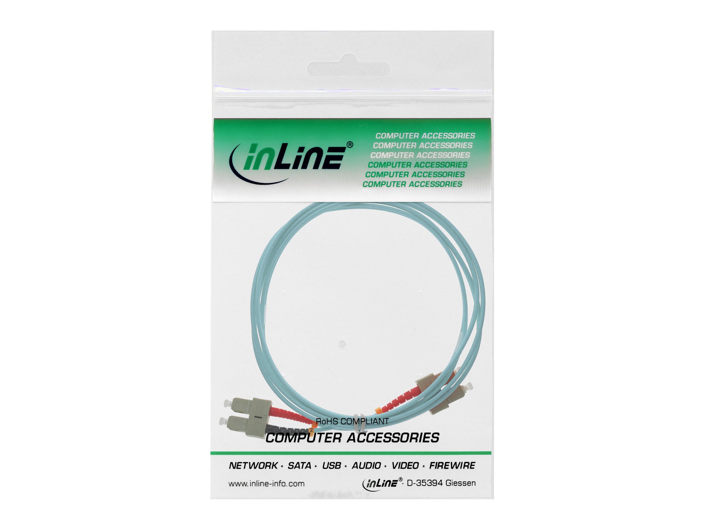 InLine LWL Duplex Patch-Kabel SC/SC 50/125 µm OM3 15 m Türkis