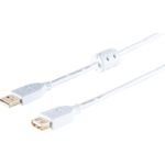 S/CONN maximum connectivity USB High Speed 2.0 Verlängerung mit Ferrit, A Stecker auf A Buchse, vergoldete Kontakte, USB 2.0, weiß, 5,0m (77125-WF)