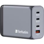 Verbatim GNC-240. Aufladetyp: Drinnen, Energiequelle: AC, Aufladekompatibilität: Universal. Eingangsspannung: 100 - 240 V, Maximale Ausgangsspannung: 28 V. USB Typ-C Anzahl Anschlüsse: 3, Schnellladung, Energieschutzeigenschaften: Überstrom, Überspannung, Überhitzung, Kurzschluß. Produktfarbe: Schwarz, Grau (32205)