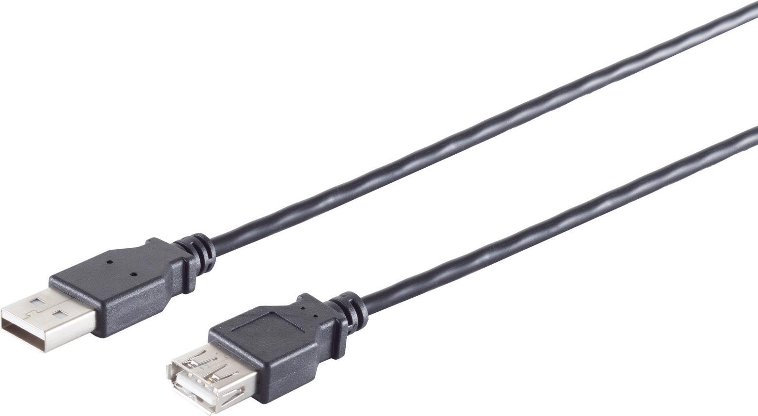 S/CONN maximum connectivity USB High Speed 2.0 Verlängerung, A Stecker auf A Buchse, USB 2.0, schwarz, 0,3m (13-24305)