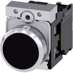 Siemens Drucktaster Frontring Metall, Hochglanz, Betätiger flach Schwarz SIRIUS ACT 3SU1150-0AB10-1BA0 1 St. (3SU1150-0AB10-1BA0)