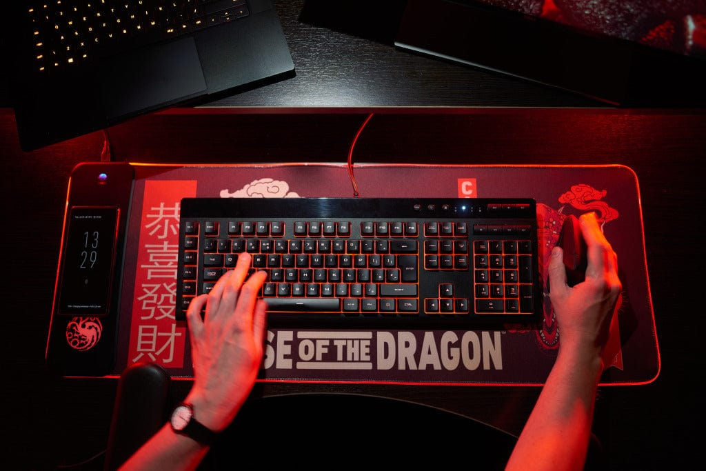 Numskull Gaming-Mauspad House of the Dragon mit Wireless Ladegerät 80 x 30 cm Schwarz
