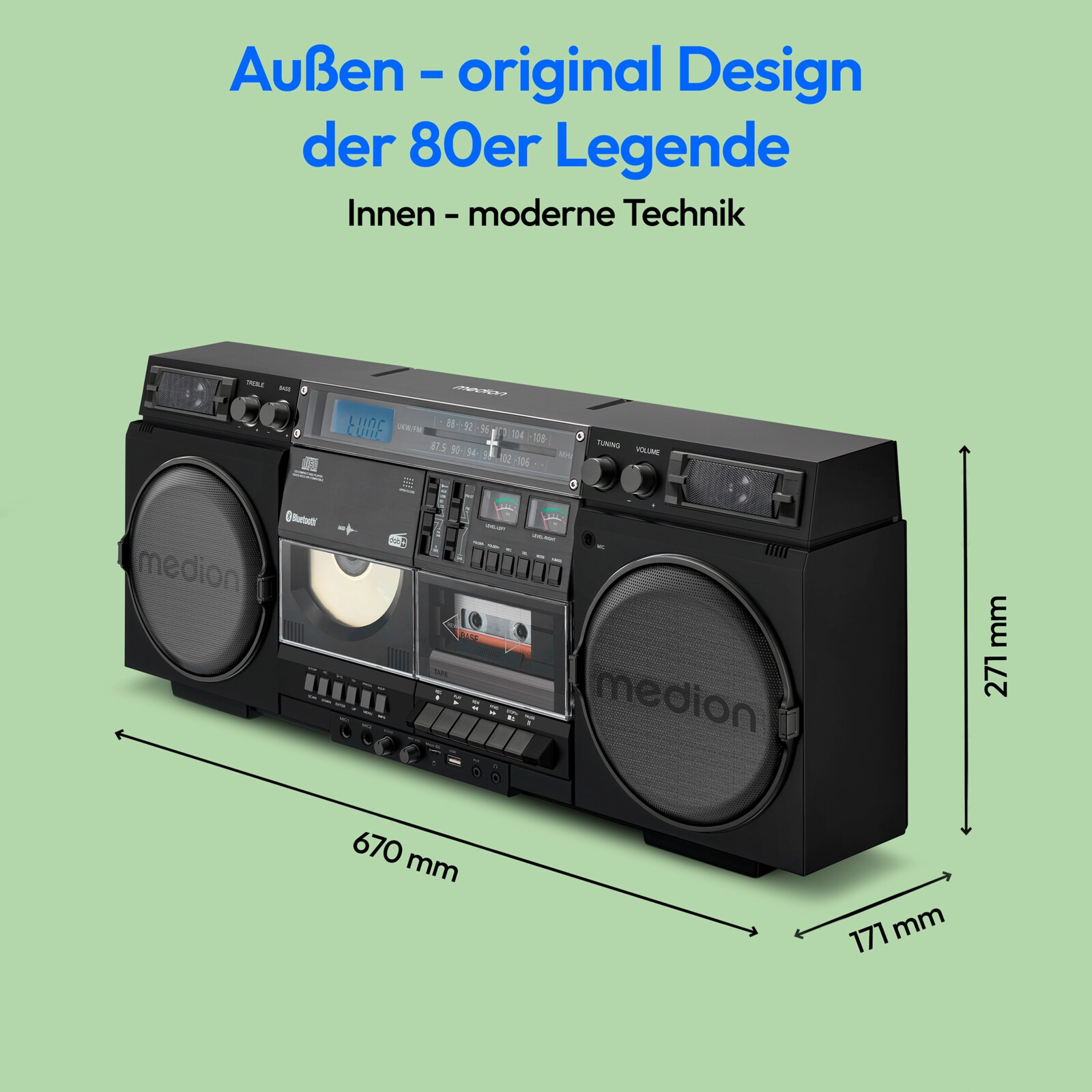 Medion LIFE P66538 Retro-Boombox Schwarz