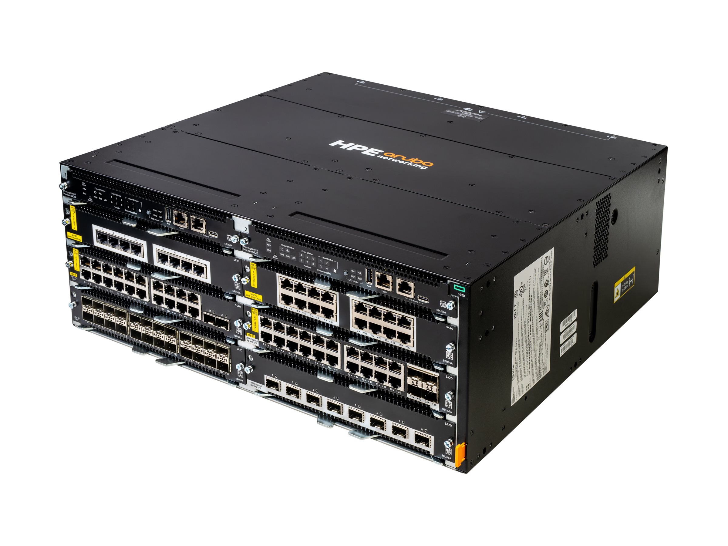 HPE Aruba Networking CX 5420 6-Slot L3 Managed Switch Schwarz, Silber