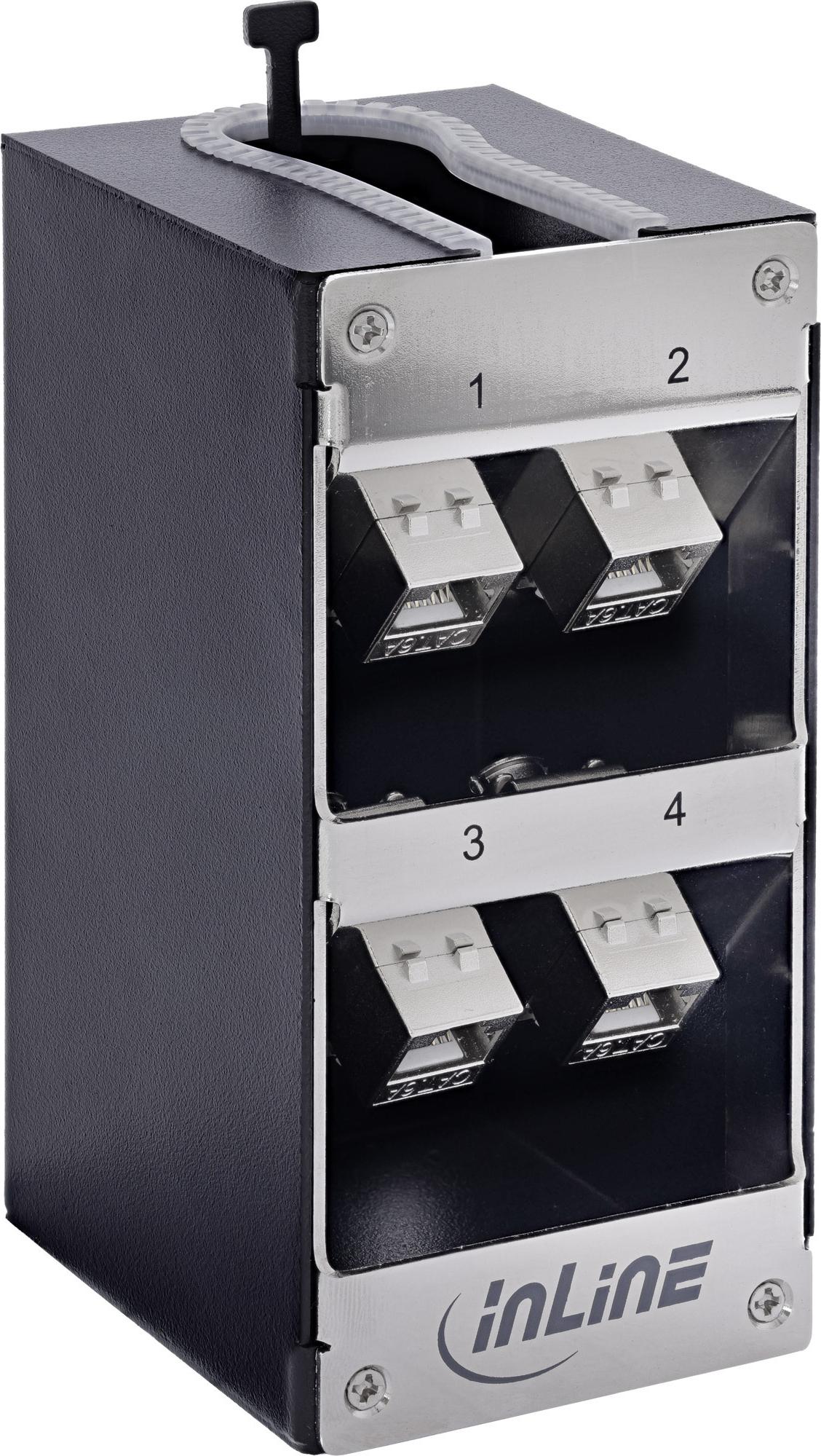 InLine® Keystone-Verteilerkasten 4-Port Cat.6A Wand-/Hutschinenmontage (76203N)