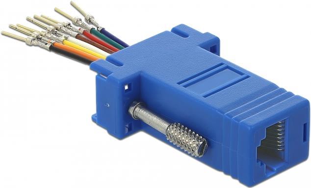 Delock Adapter D-Sub 9 Pin Stecker zu RJ45 Buchse Montagesatz blau (66167)