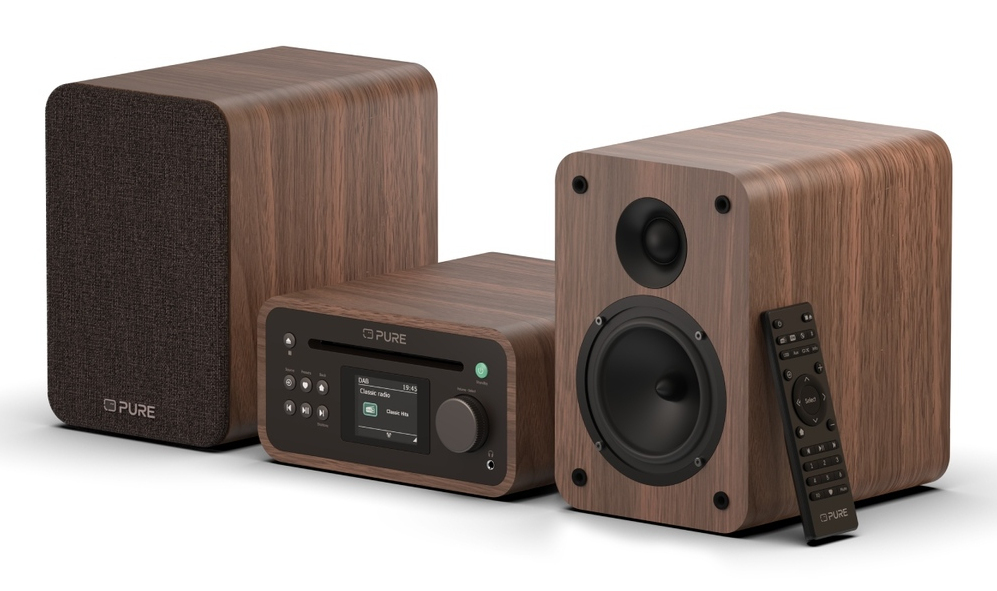 Pure Acoustics Classic Stereo Mini Minisystem 40 W DAB+/FM Bluetooth CD USB Braun, Walnuss