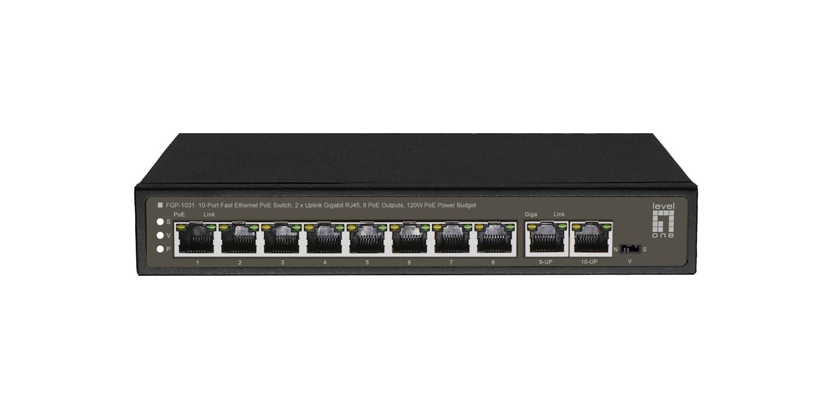 LevelOne FGP-1031 Netzwerk-Switch Unmanaged 10 Ports Gigabit Ethernet PoE 120 W Schwarz