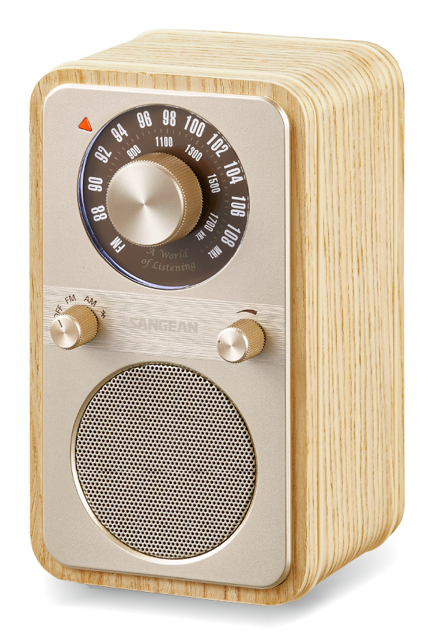 Sangean WR-9 Tragbares FM/AM-Radio Bluetooth Echtholzgehäuse White Ash