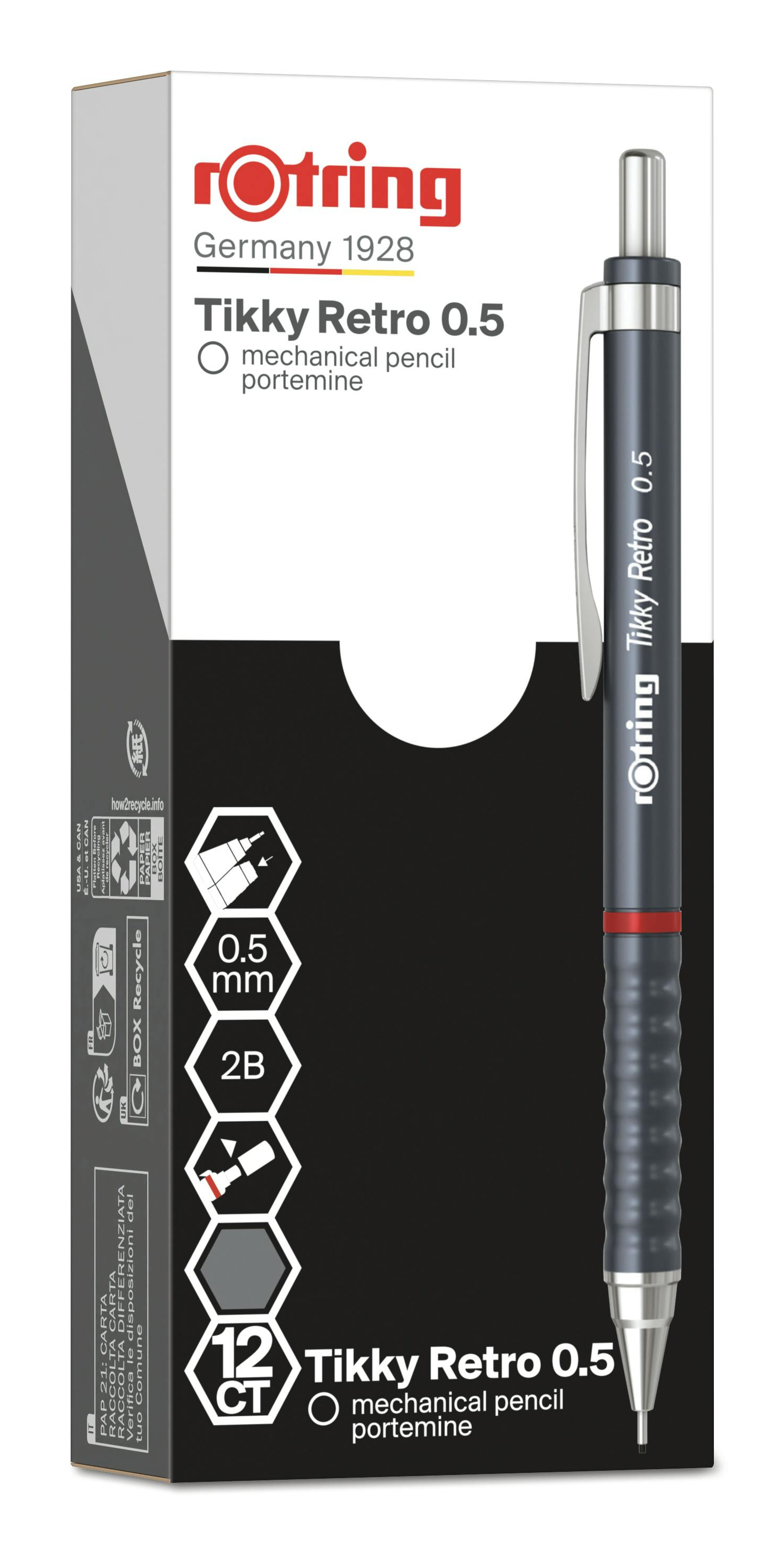 rOtring Tikky Retro Druckbleistift 0,5 mm 2B Grau