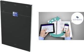 Oxford Notizblock Smart, DIN A4, kariert, 80 Blatt, schwarz 80 g/qm Optik Paper, beschichteter Karton-Deckel, - 1 Stück (400191246)