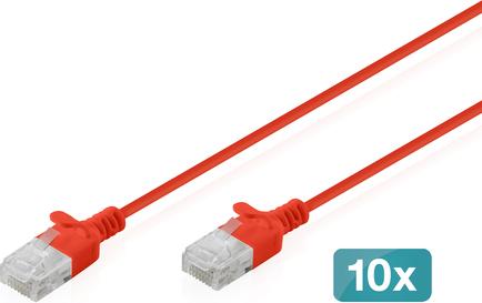 DIGITUS CAT6 U/UTP SLIM PA 10X2M RED 10X 2M LSZH AWG 32/7 RED (DK-1618-020S-R-10)