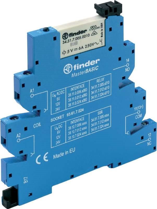 Finder MasterBasic schmales Koppelrelais für DIN-Schiene 39.11.0.006.0060 1 Wechsler 6 A 1 St. (39.11.0.006.0060)