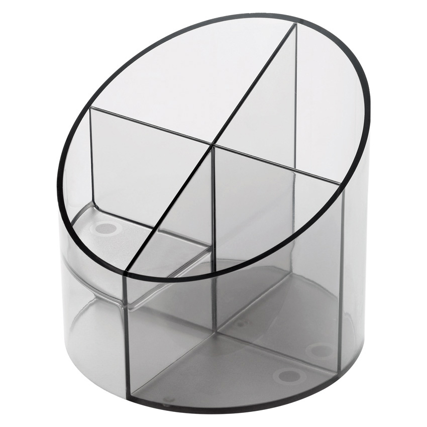 Helit Economy Multiköcher, 4 Fächer, Rund, Polystyrol, Grau Transparent