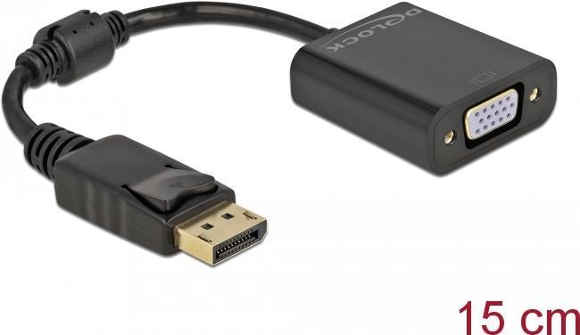 DELOCK Adapter DisplayPort 1.2 Stecker zu VGA Buchse Passiv schwarz