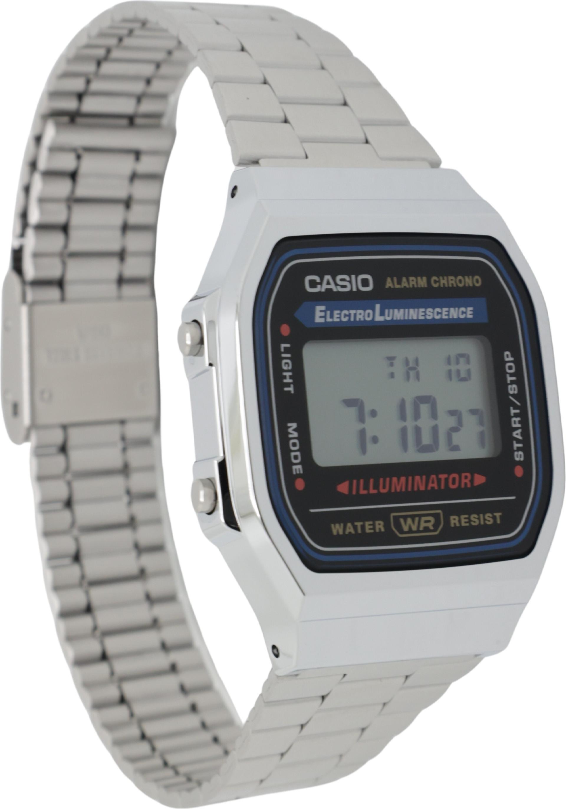 Casio A168WA Unisex-Uhr Digital mit Edelstahlarmband silber (A168WA-1WDF)