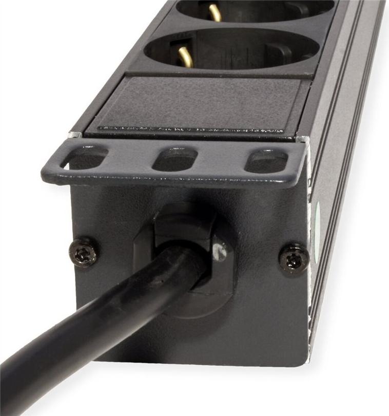 VALUE 19.99.1636 19" Steckdosenleiste 1 HE 8-fach 4000 W Schwarz, RAL 9005