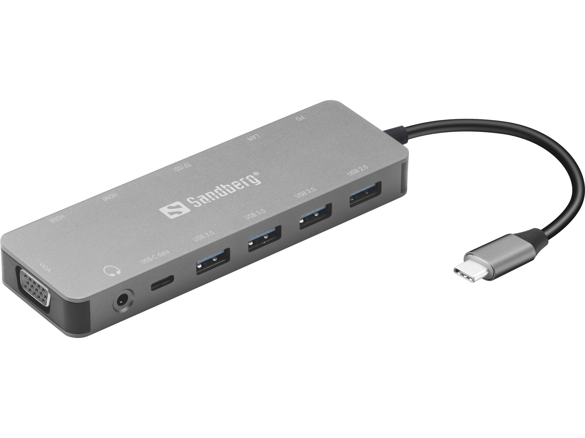 Sandberg 13-in-1 Dockingstation USB-C HDMI VGA 100Mb LAN Grau
