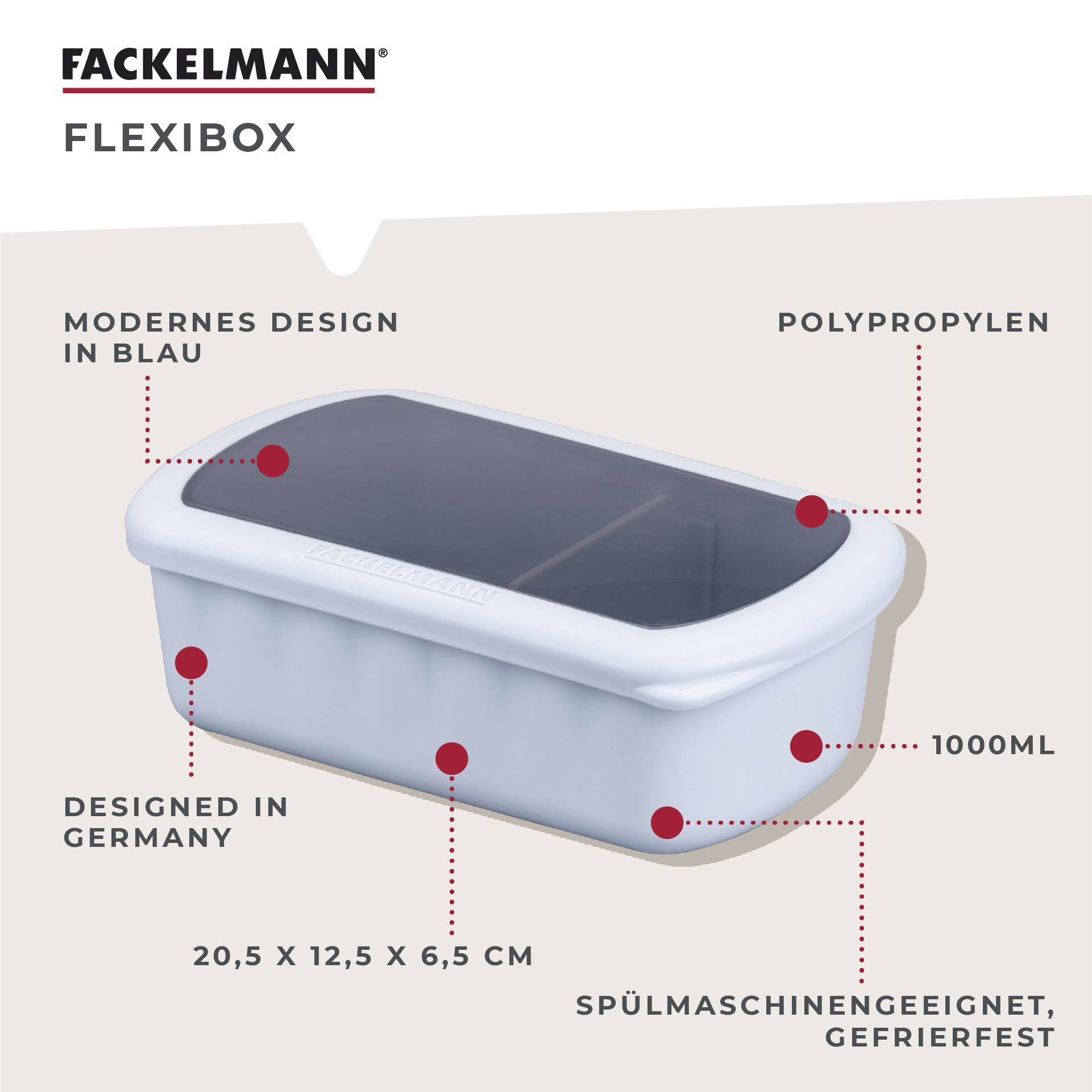 FACKELMANN Flexibox Be The Move Brotdose 1 l 3-teilig Hellblau