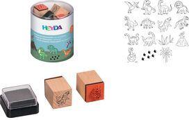 HEYDA Motivstempel-Set "Dinosaurier", Klarsicht-Runddose 15 Motive aus der Welt der Dinosaurier, zum Bestempeln - 1 Stück (20-48 884 76)